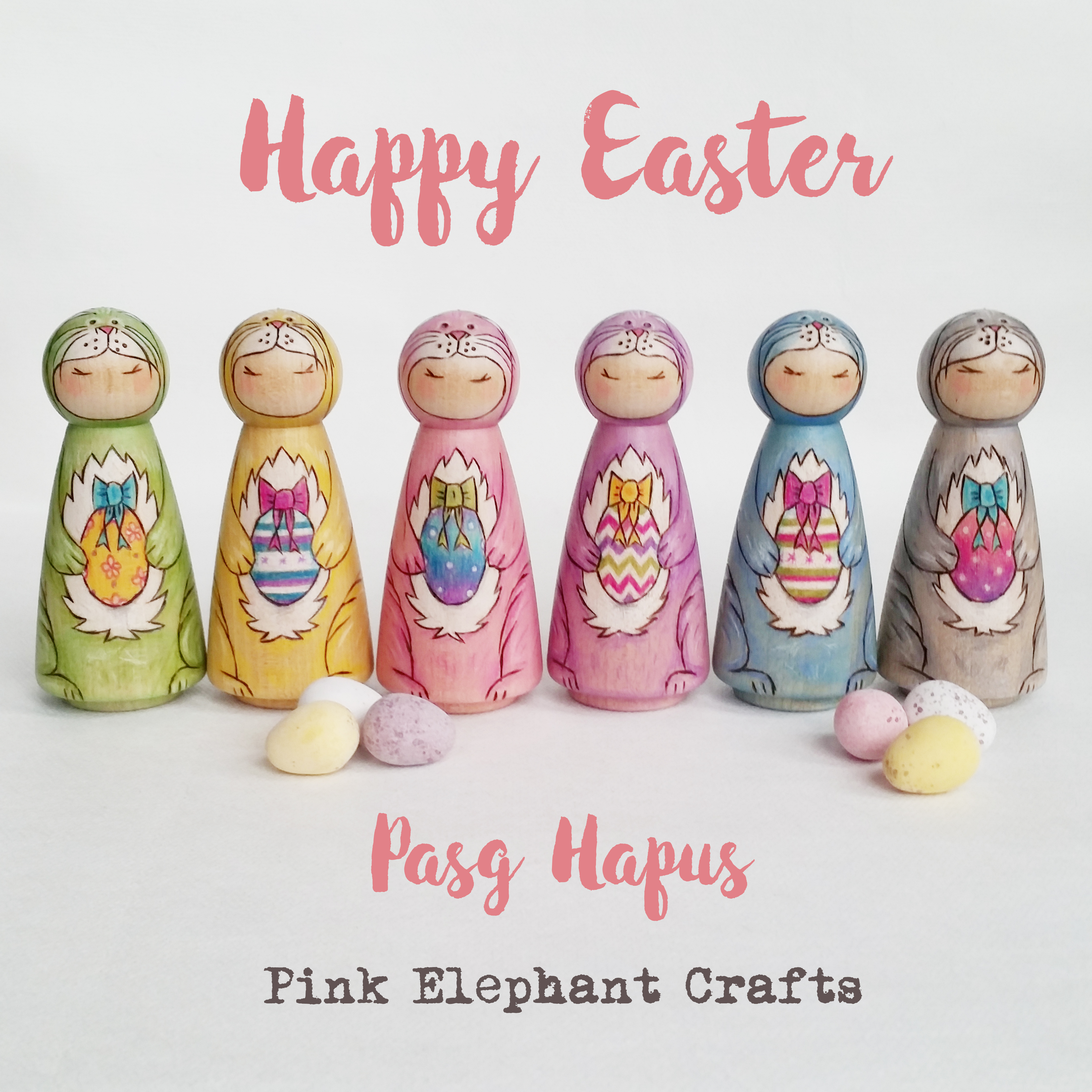 Easter Bunny peg dolls, non-chocolate Easter gifts