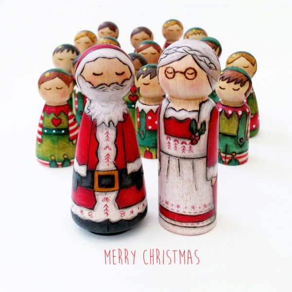 santa and the elves, Christmas family card, christmas card, christmas group, father christmas and elves