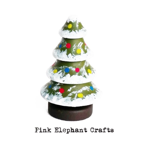 miniature multicoloured christmas tree, Christmas tree, minature christmas tree, wooden christmas tree, peg doll christmas tree