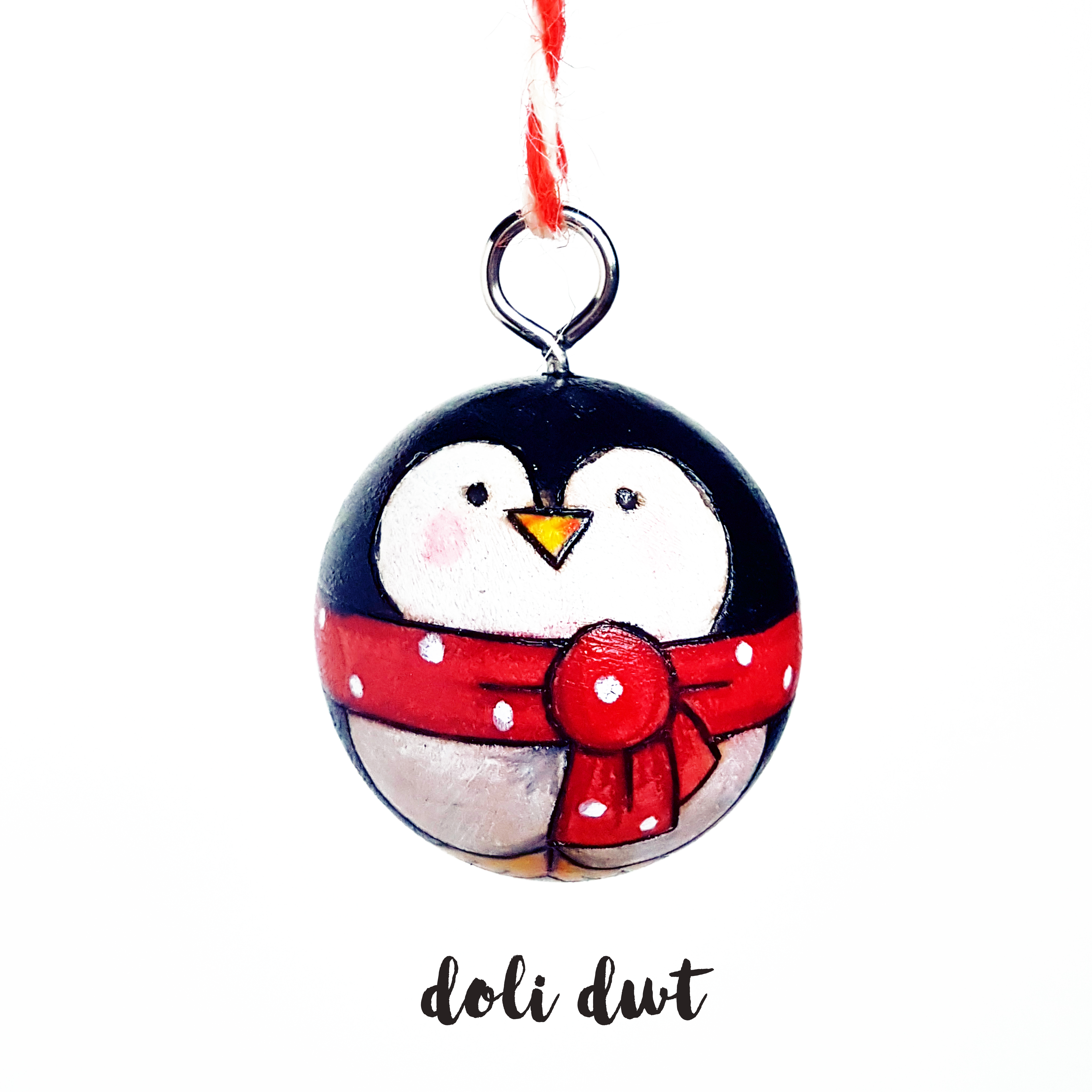 penguin, penguin decoration, penguin bauble, handmade bauble, christmas decoration