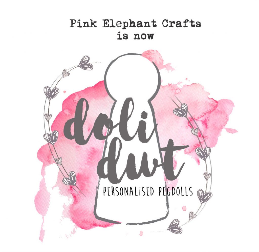 personalisedd peg dolls, peg dolls, pink elephant crafts, doli dwt, 