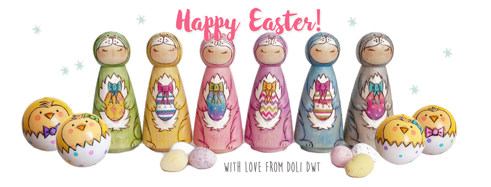 Happy Easter, easter decorations, easter bunny decorations, easter chick decorations