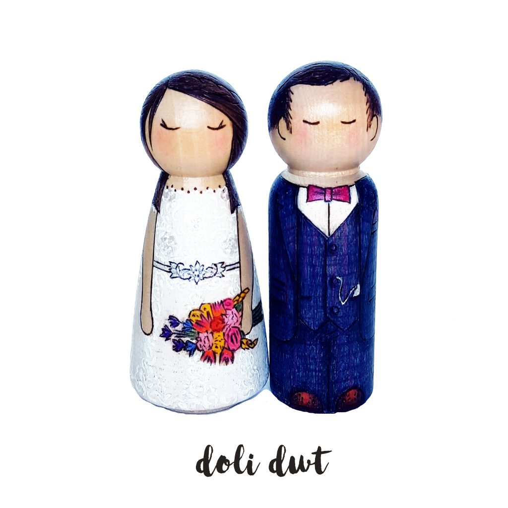 wedding cake toppers, wedding cake ideas, personalised cake topper, bride and groom cake topper, peg doll cake topper, unique wedding ideas, boho wedding ideas, vintage wedding ideas