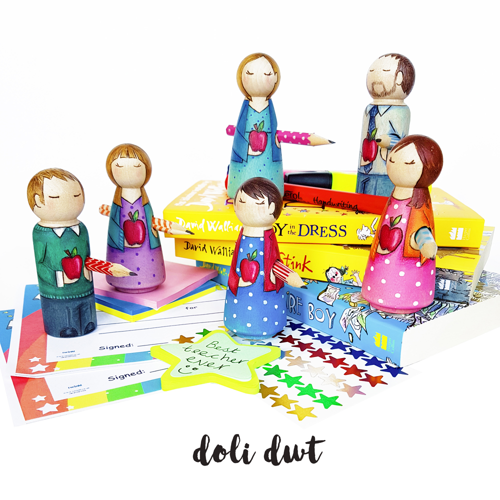 teacher gifts, personalised teacher gifts, end of term gifts, thank you teacher, personalised peg dolls
