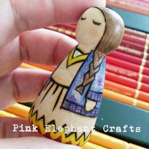 Hand Colouring on Peg Doll  