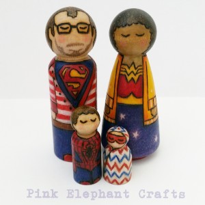 Superhero couple family peg dolls uk      
